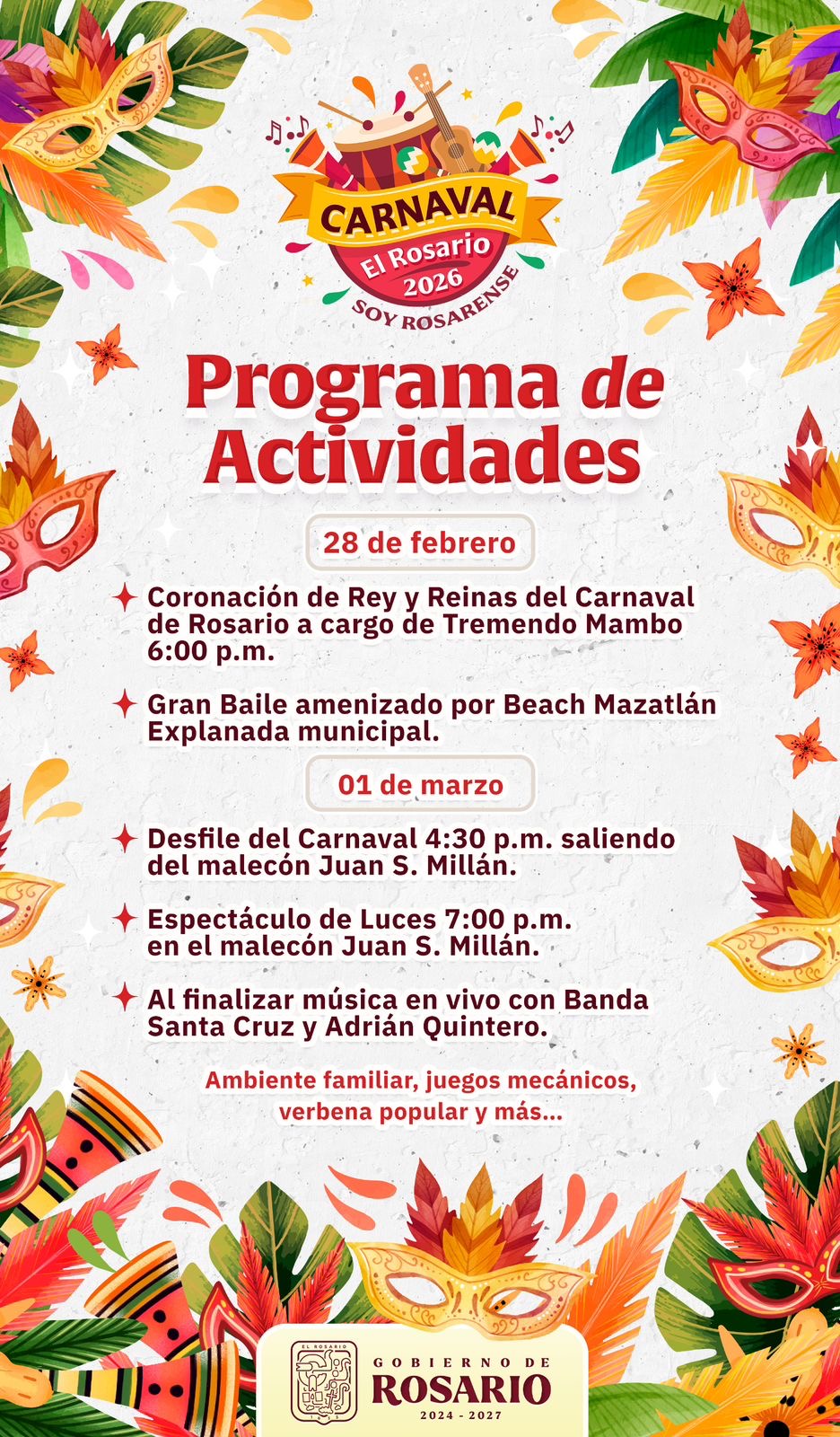 ¡Rosario está listo para celebrar el Carnaval 2026 “Soy Rosarense”!