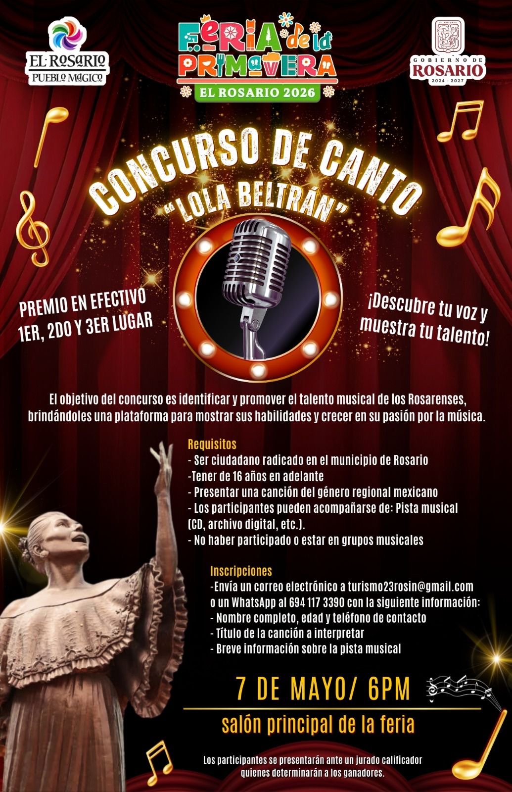 Gobierno de Rosario invita a participar en el Concurso de Canto “Lola Beltrán”